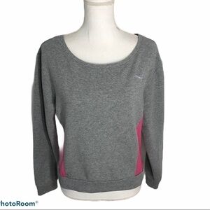 Puma Wide Neck Pullover Sweatshirt Large Gray Women’s Pink Sweater
